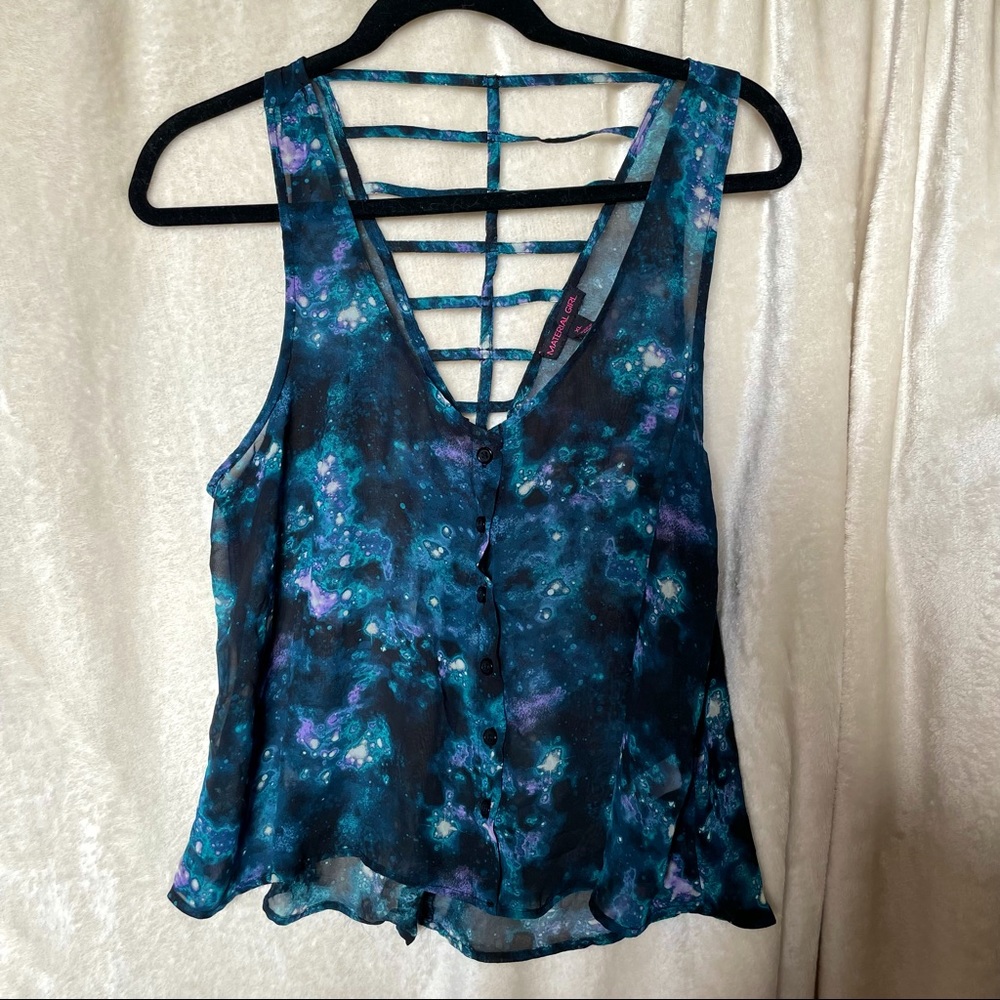 Material Girl Sheer Galaxy Tank